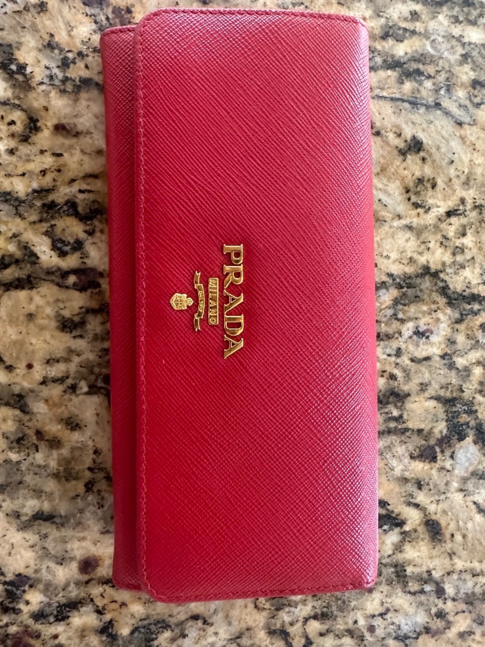 Prada Large Saffiano Red Wallet